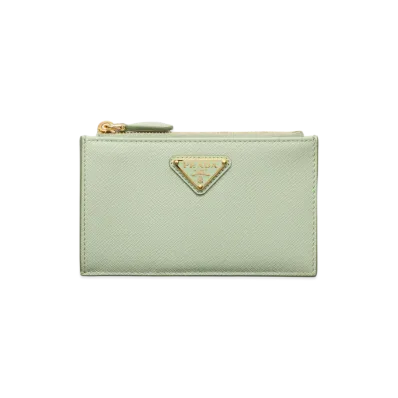 PRADA Printed Saffiano Leather Card Case "Aqua"