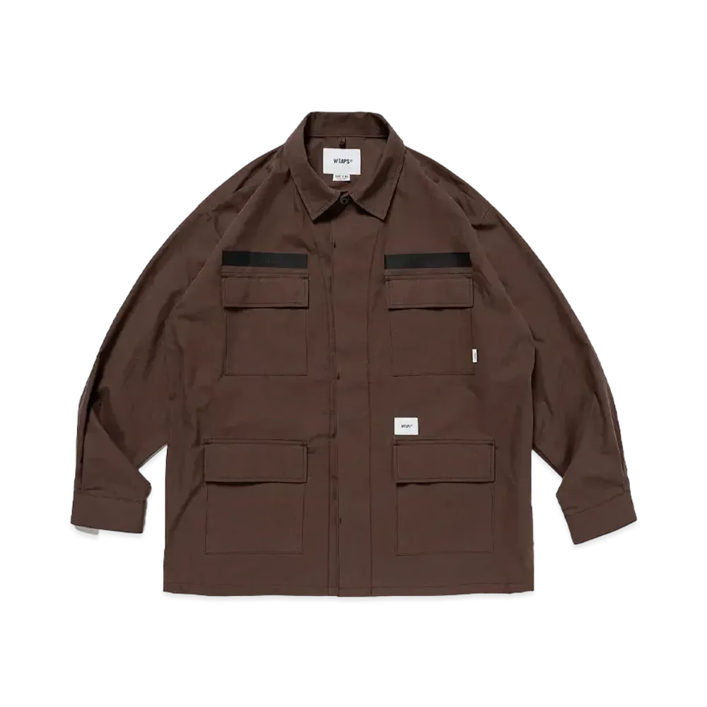 ダブルタップス JMOD 01 / LS / コットン. リップストップ. アイデンティティ "ブラウン" 241WVDT-SHM01