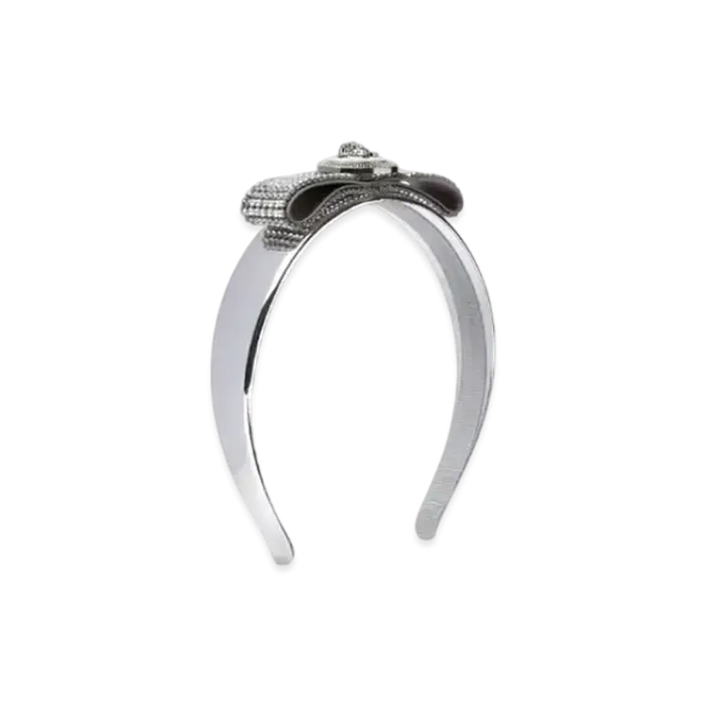 Versace Metal Mesh Gianni Ribbon Headband "Silver"