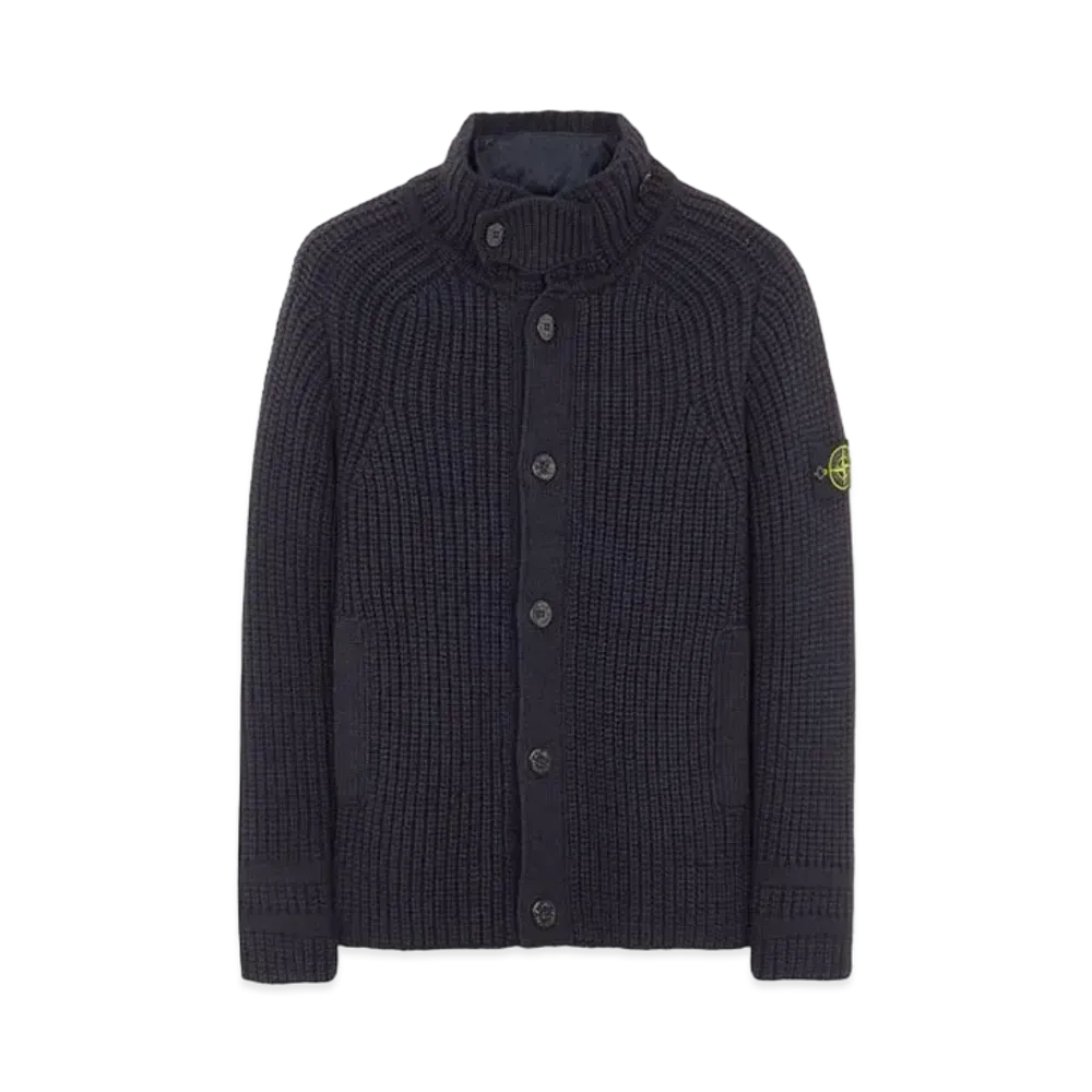 Stone Island 533A9 WOOL-SILK CHAIN YARN WITH DETACHABLE LINING "Blue"