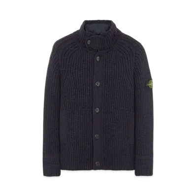 Stone Island 533A9 WOOL-SILK CHAIN YARN WITH DETACHABLE LINING "Blue"