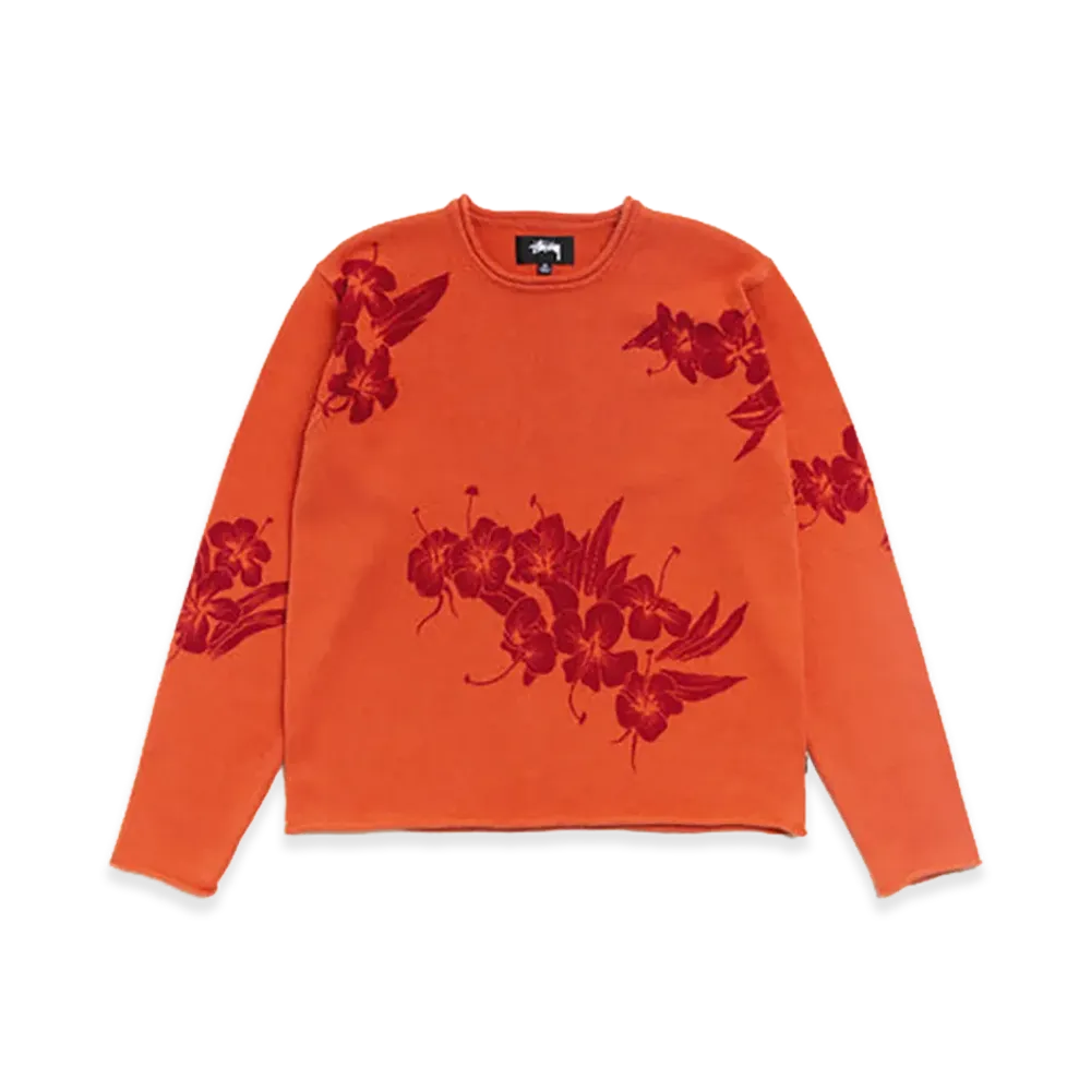 Stussy Floral Roll Neck Sweater "Rust"