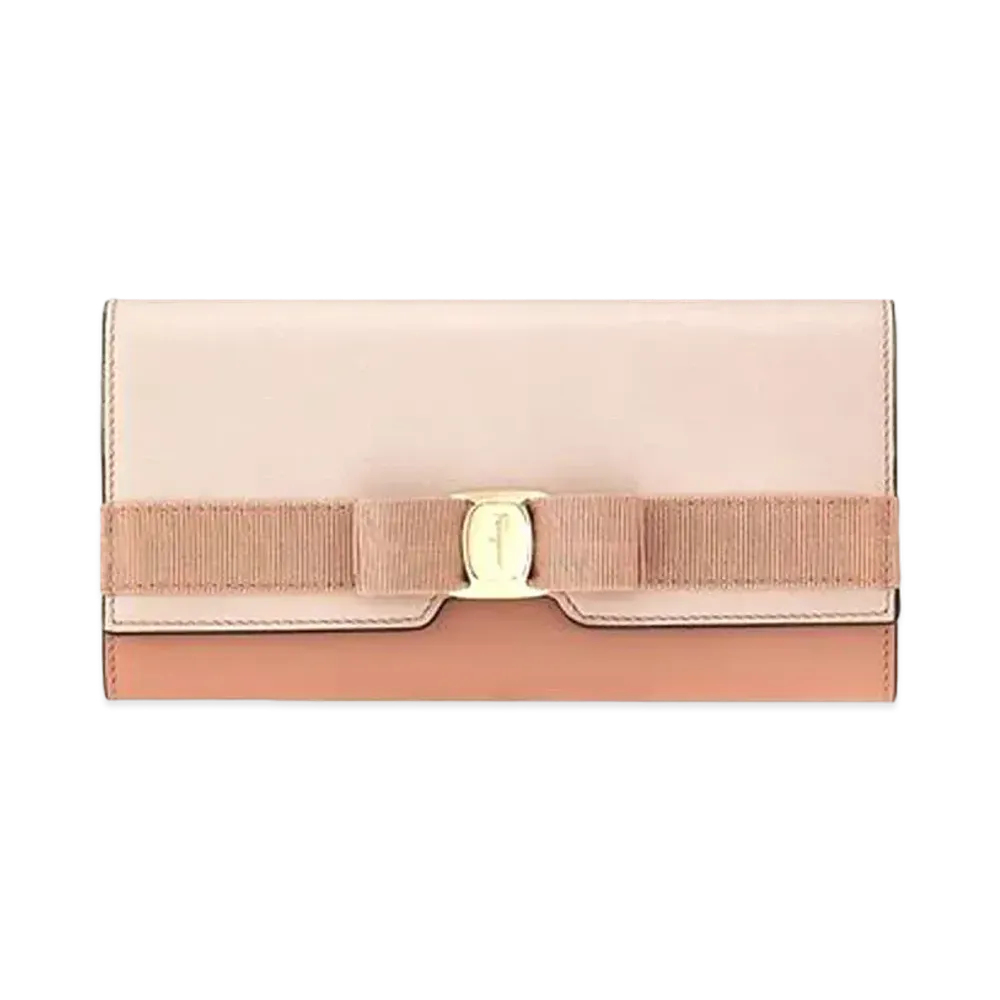Salvatore Ferragamo Vara Bow Continental Wallet "New Blush/Mangiarotti Carrara"