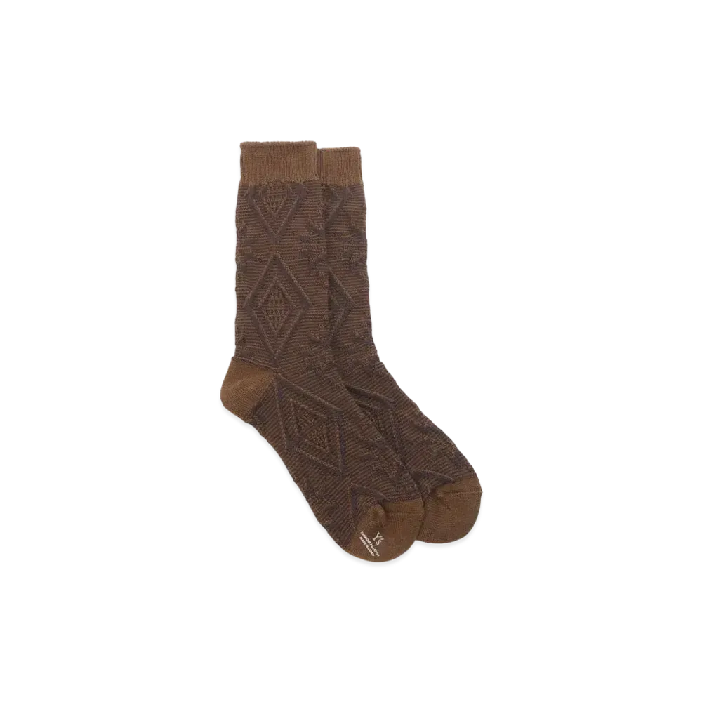 Yohji Yamamoto Y's NORDIC JACQUARD NORDIC PATTERN SOCKS "Khaki"
