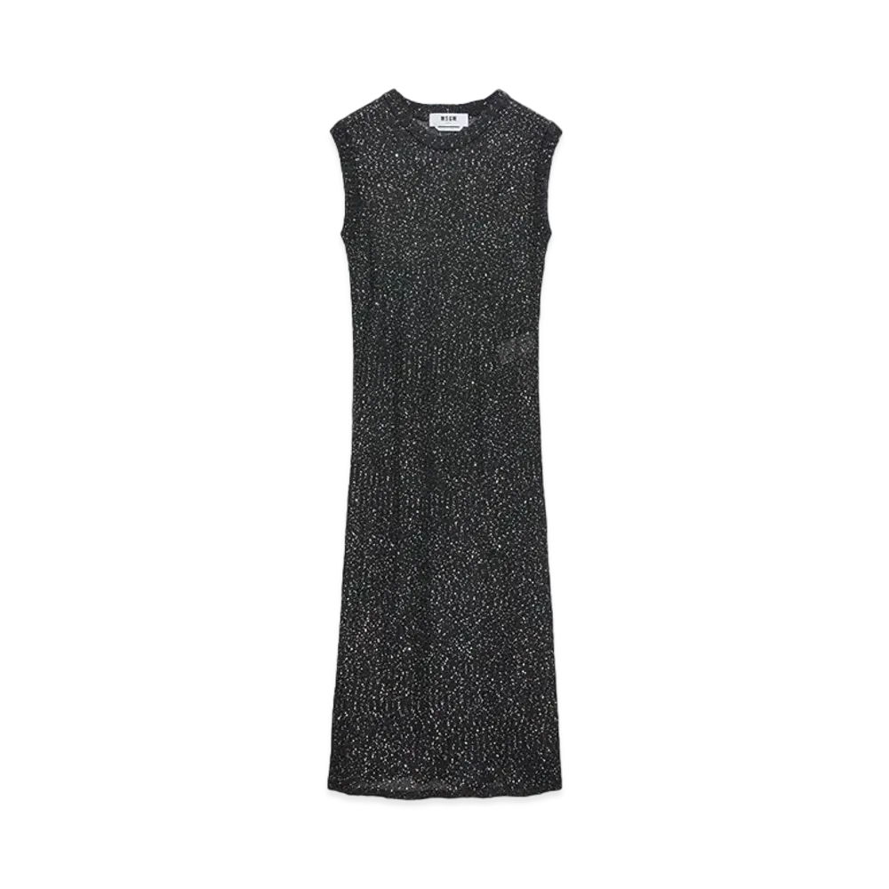 MSGM Glitter Knit Midi Dress "Black"