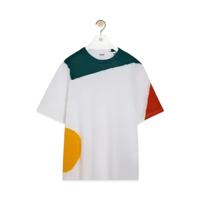 LOEWE Men's Loose Fit T-Shirt in Cotton "White/Green/Orange"
