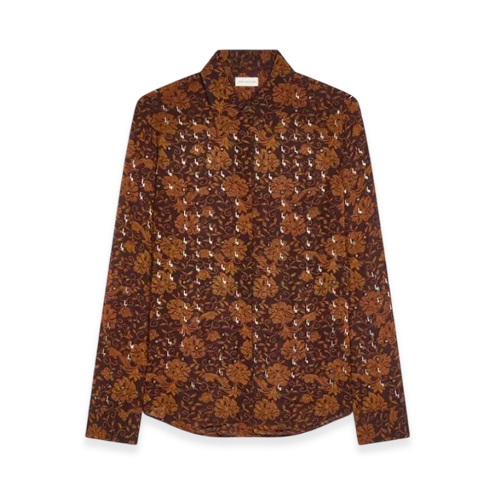 DRIES VAN NOTEN Women's Embellished Shirt "Dark Brown"