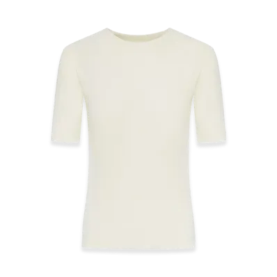 Jil Sander Women's Short-Sleeved Crepe T-Shirt "White"