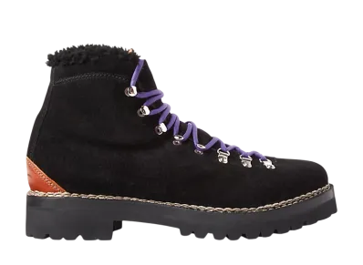 Ralph Lauren Purple Label Darrow Shearling-Lined Calf-Suede Boot "Black/Purple"