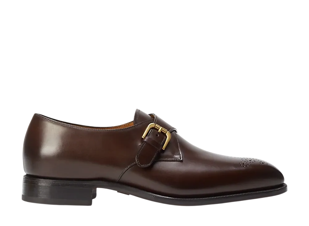 Ralph Lauren Purple Label Darnell Calfskin Monk-Strap Shoe "English Brown"