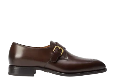 Ralph Lauren Purple Label Darnell Calfskin Monk-Strap Shoe "English Brown"