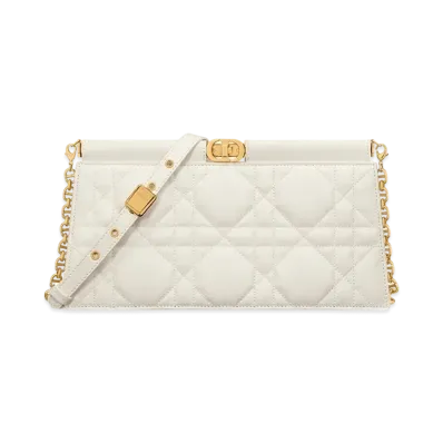 Dior Caro Colle Clutch with Chain "Latte"