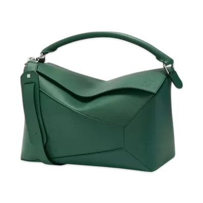 LOEWE Large Puzzle Edge Bag in Classic Calfskin "Evergreen"