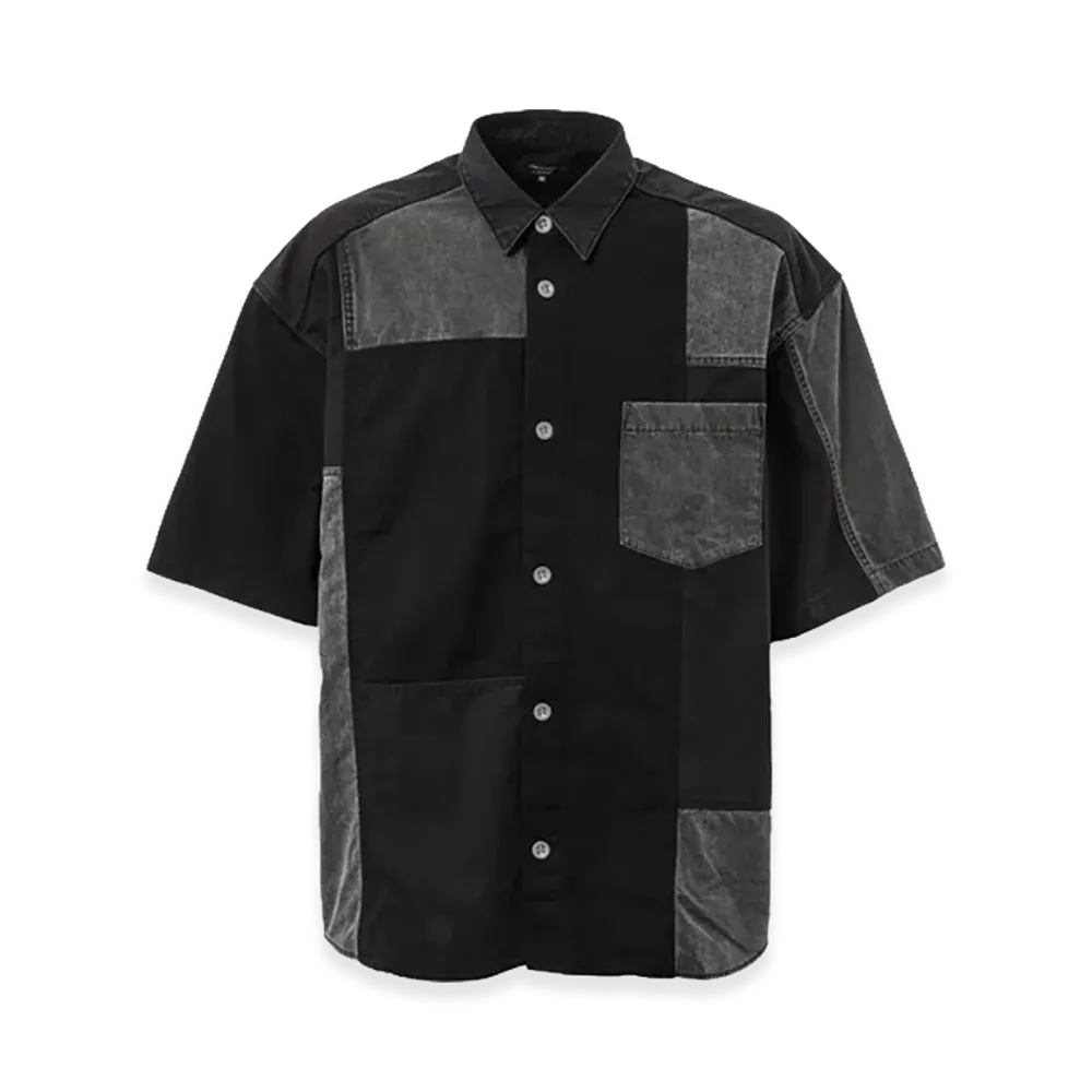 COMME des GARCONS HOMME Mix-Patchworked Cotton Shirts "Black/Gray"