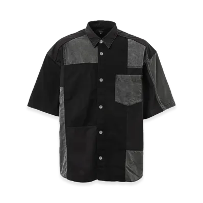COMME des GARCONS HOMME Mix-Patchworked Cotton Shirts "Black/Gray"