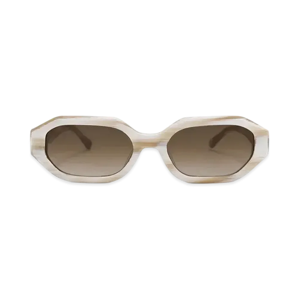 CHARLES & KEITH Gavine Recycled Acetate Oval Sunglasses "Cream"