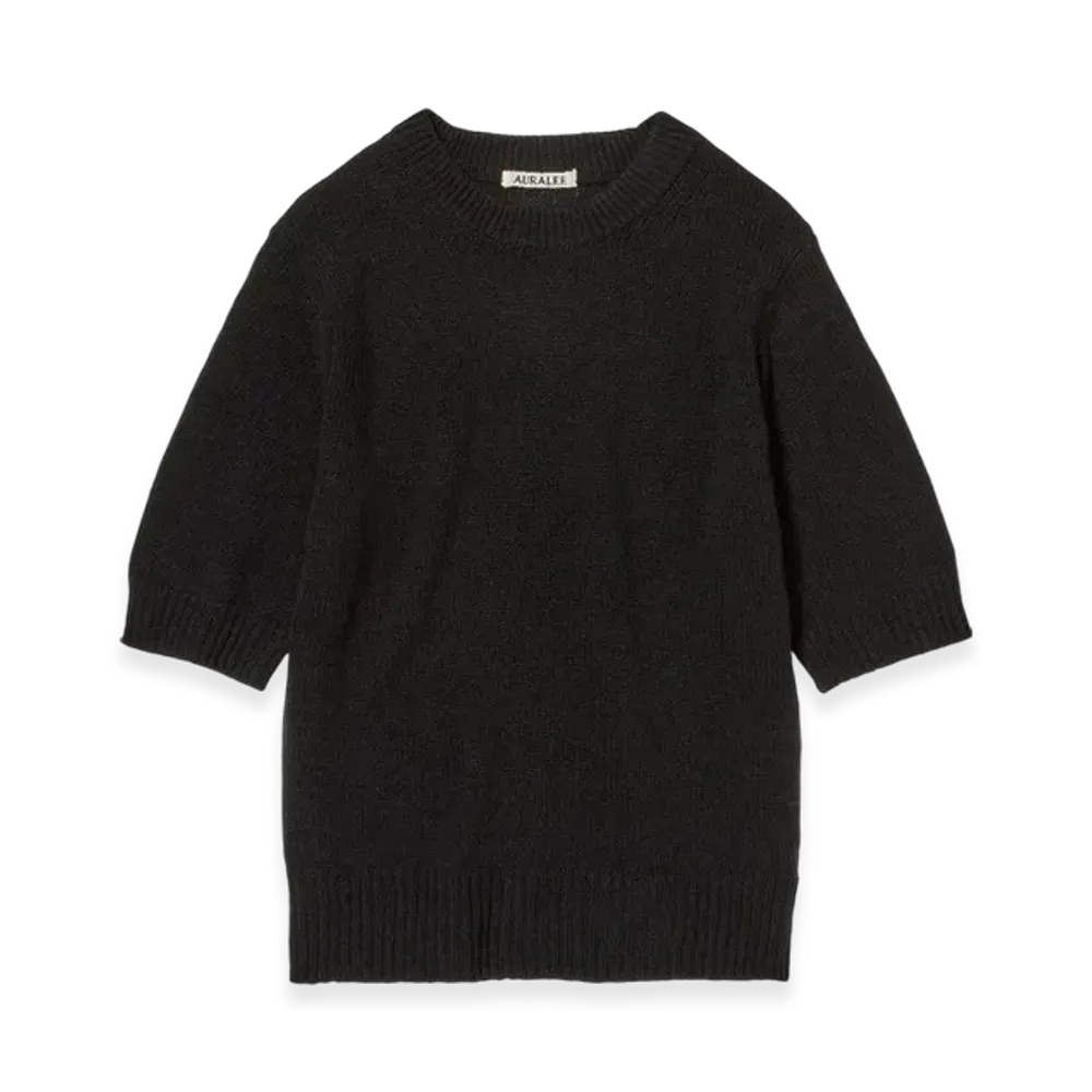 AURALEE Summer Cashmere Knit Tee "Black"