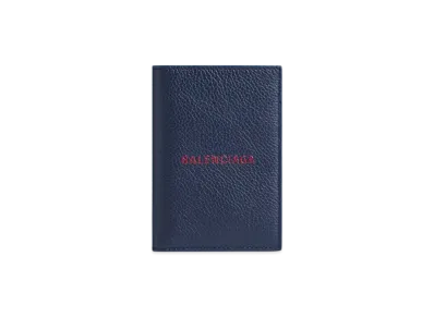 BALENCIAGA Cash Vertical Bifolded Wallet "Navy/Burgundy"