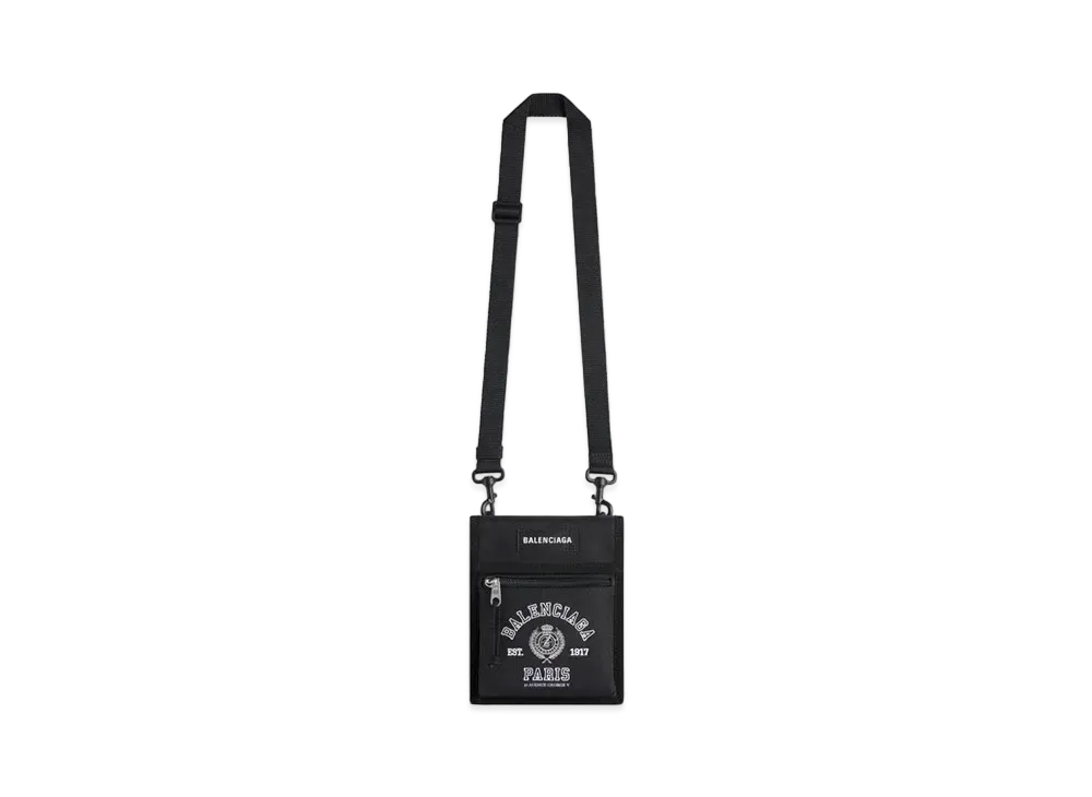 BALENCIAGA Explorer Small Pouch with Strap in Recycled Nylon "Black/White"