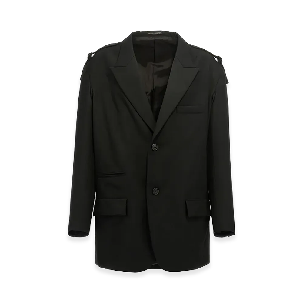 Yohji Yamamoto Single-Breasted Blazer With Strap Detail "Black"