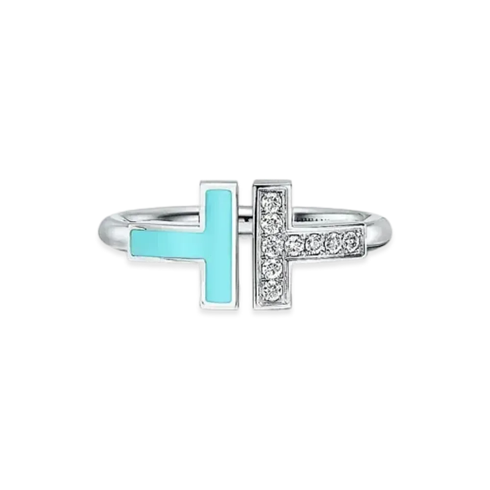 Tiffany & Co. Tiffany T Diamond and Turquoise Wire Ring "White Gold"