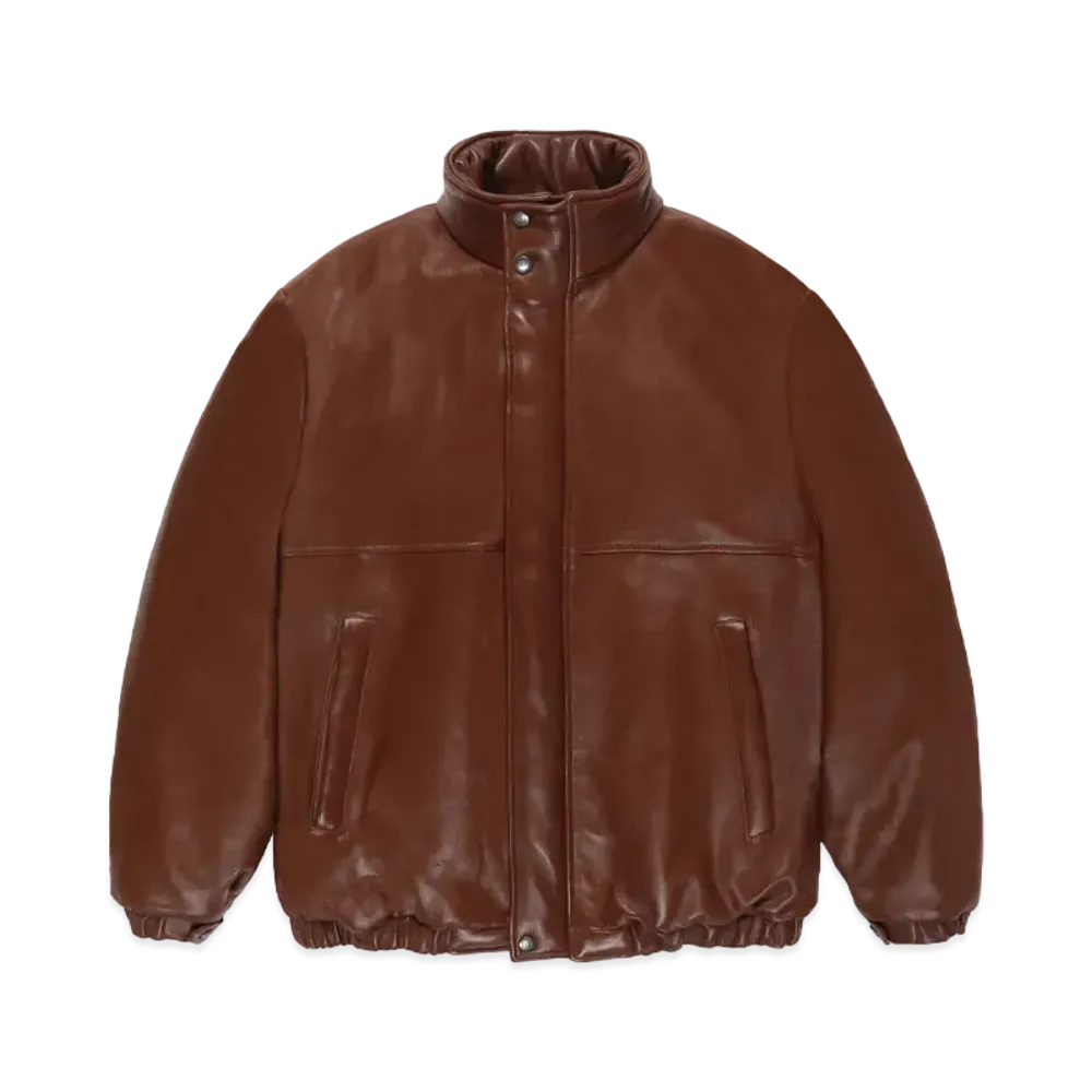 WACKO MARIA Leather Puffer Jacket "Brown"