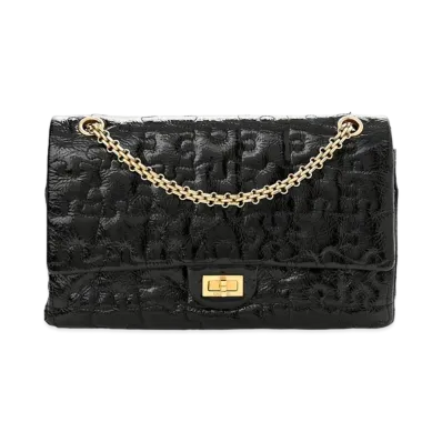 CHANEL 2.55 Chain Shoulder Puzzle Patent Calfskin "Black/Silver"