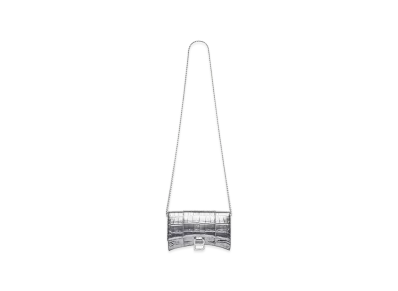 BALENCIAGA Women's Hourglass Chain Mini Wallet "Silver"
