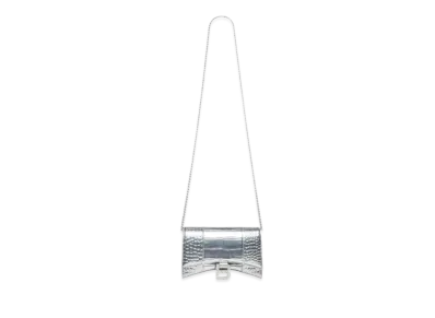 BALENCIAGA Hourglass Chain Mini Wallet "Silver"