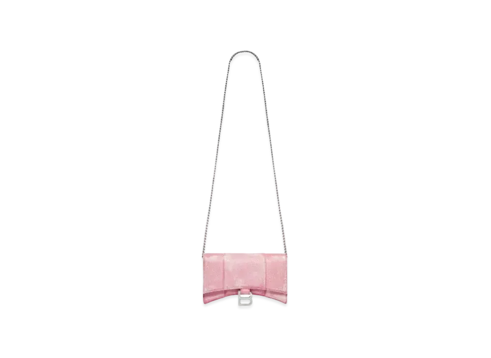 BALENCIAGA Hourglass Chain Mini Wallet "Pink"