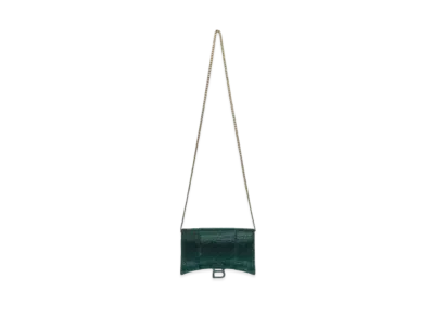 BALENCIAGA Hourglass Chain Mini Wallet "Green"
