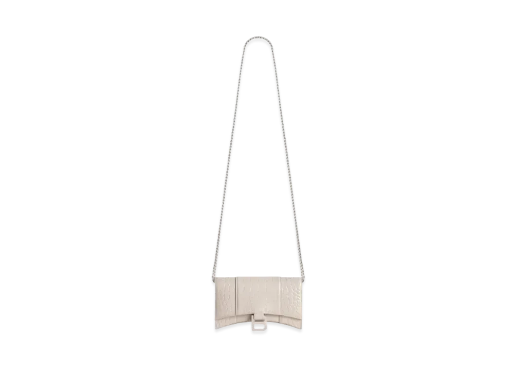 BALENCIAGA Hourglass Chain Mini Wallet "Beige"