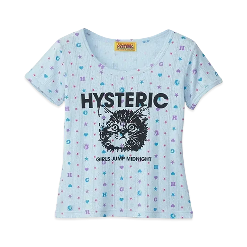 HYSTERIC GLAMOUR Girls Jump Midnight Short T-Shirt "Blue"