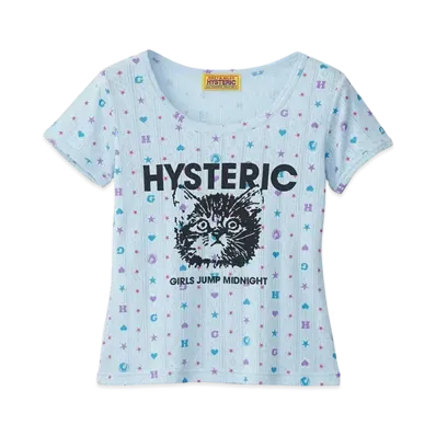 HYSTERIC GLAMOUR Girls Jump Midnight Short T-Shirt "Blue"