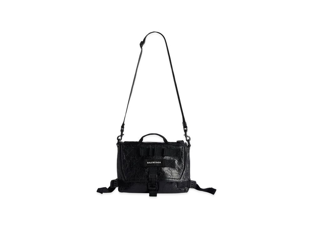 BALENCIAGA Army Small Messenger Bag in Arena Lambskin "Black"