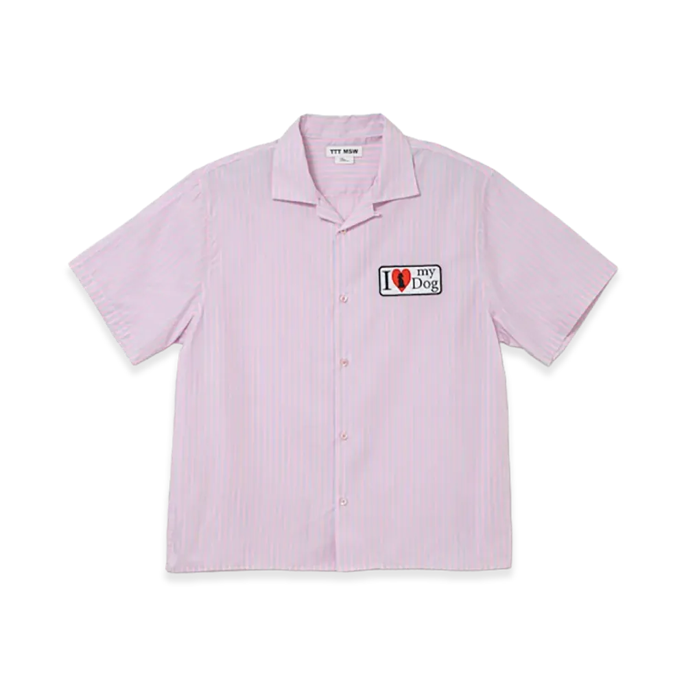 TTTMSW I love my dog half sleeve shirt "Pink Stripe"