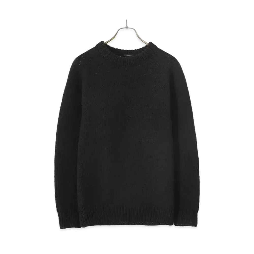 COMOLI Hand Crew Neck Knit "Black"