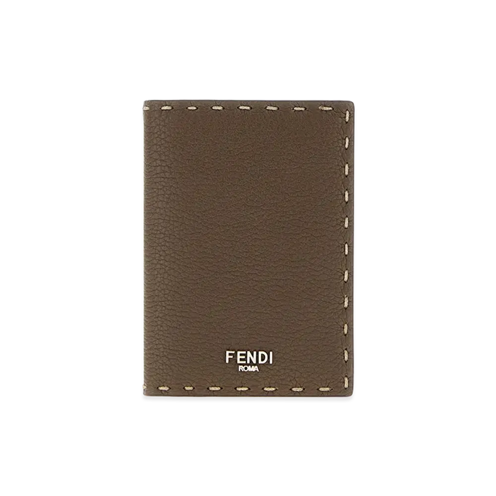 FENDI Leather Card Holder "Mud Brown"
