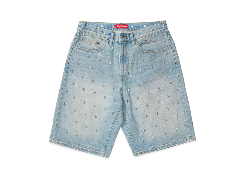 Supreme Stars Studded Baggy Denim Short "Washed Indigo"