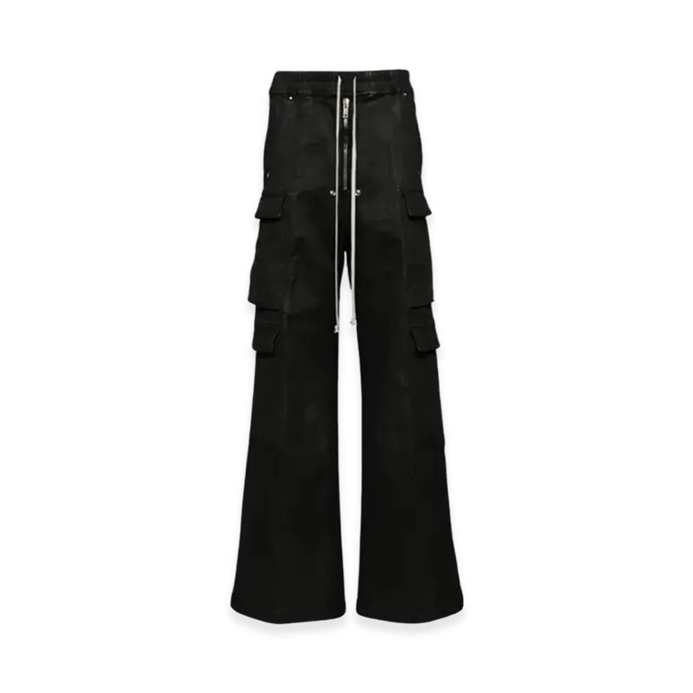 Rick Owens Porterville Denim Double Cargo Jumbo Belas Pants "Black Wax"