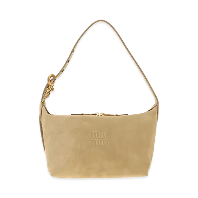 MIU MIU Women's Suede Shoulder Bag "Beige"