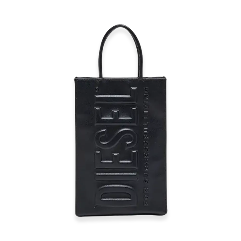 Diesel Dsl 3D Shopper M x Dsl 3D M-Pu Tote Bag With Embossed Logo "Black"