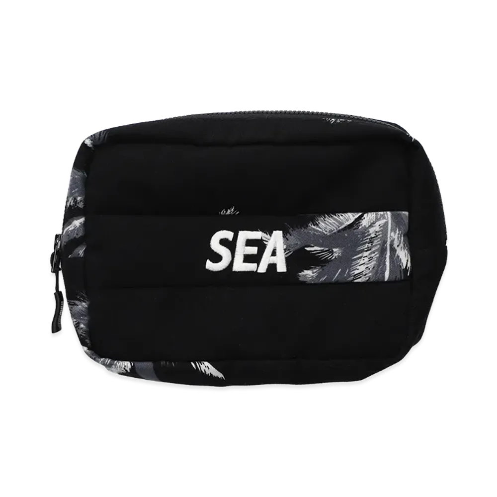 WIND AND SEA Palm Tree Flannel Pouch "Black"