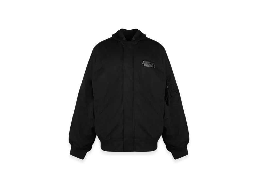 BALENCIAGA Gaffer Padded Hoodie Bomber Jacket "Black"