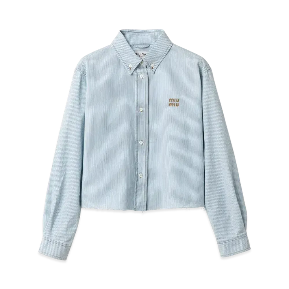 MIUMIU Women's Striped Chambray Shirt "Blue"