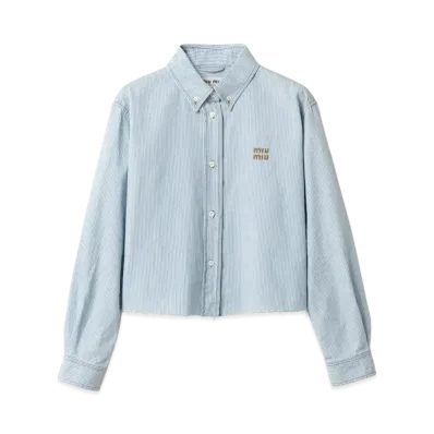 MIUMIU Women's Striped Chambray Shirt "Blue"