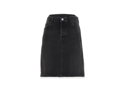 BALENCIAGA Women's Flatground A-Line Denim Skirt "Black"