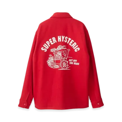 HYSTERIC GLAMOUR SBM Hotrod Embroidery Coach Jacket "Red"