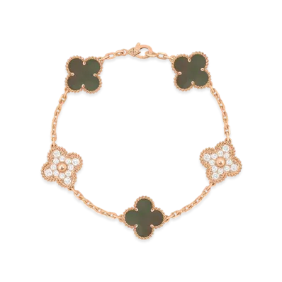 Van Cleef & Arpels Vintage Alhambra bracelet 5 motifs "18K Rose gold/Diamond/Mother-of-pearl"