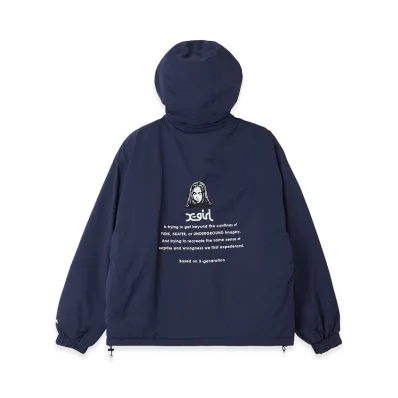 X-Girl Women's Face Embroidered Patch Reversible Jacket "Navy"